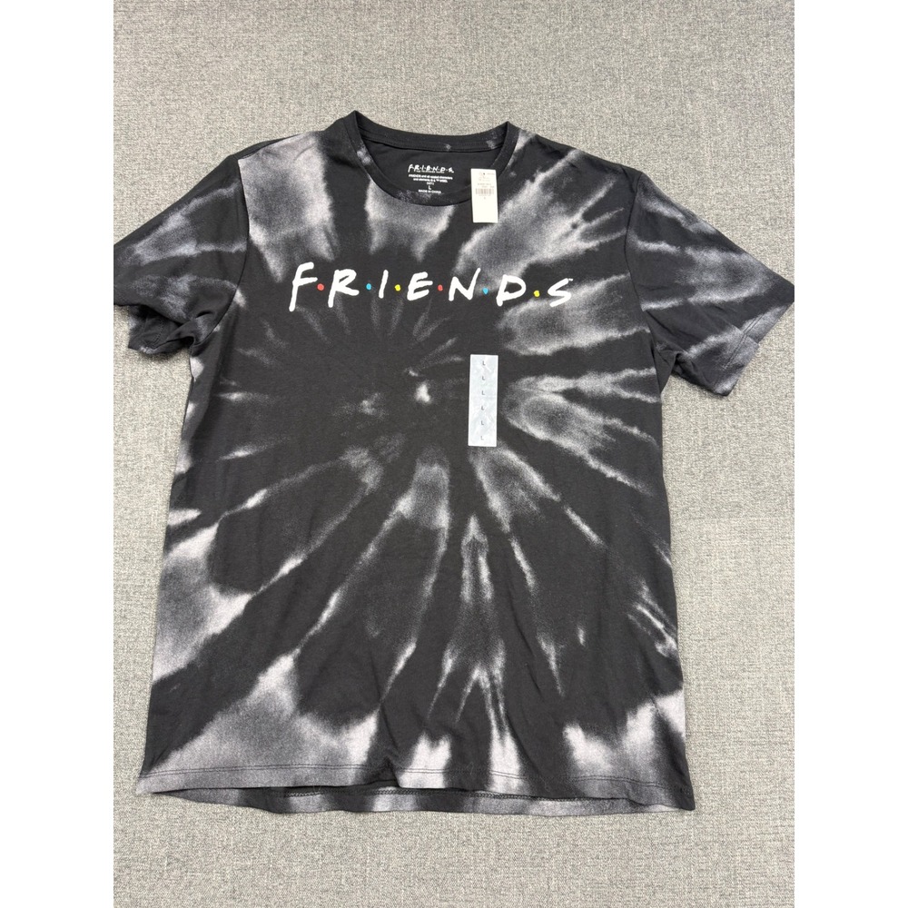 Friends TV Show Logo Tie Dye Graphic T-Shirt Black White Large NWT